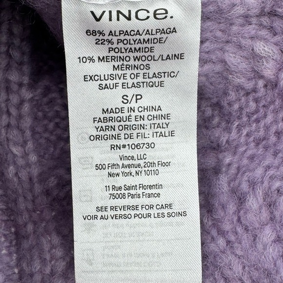 VINCE Aran-Knit Mock-Neck Alpaca Wool Sweater Size S NWOT - Picture 10 of 12